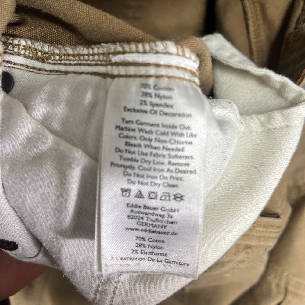 Eddie Bauer Mens 34x34 Double Knee Work Pants Brown Cotton Blend Stretch AN875 - Picture 4 of 8